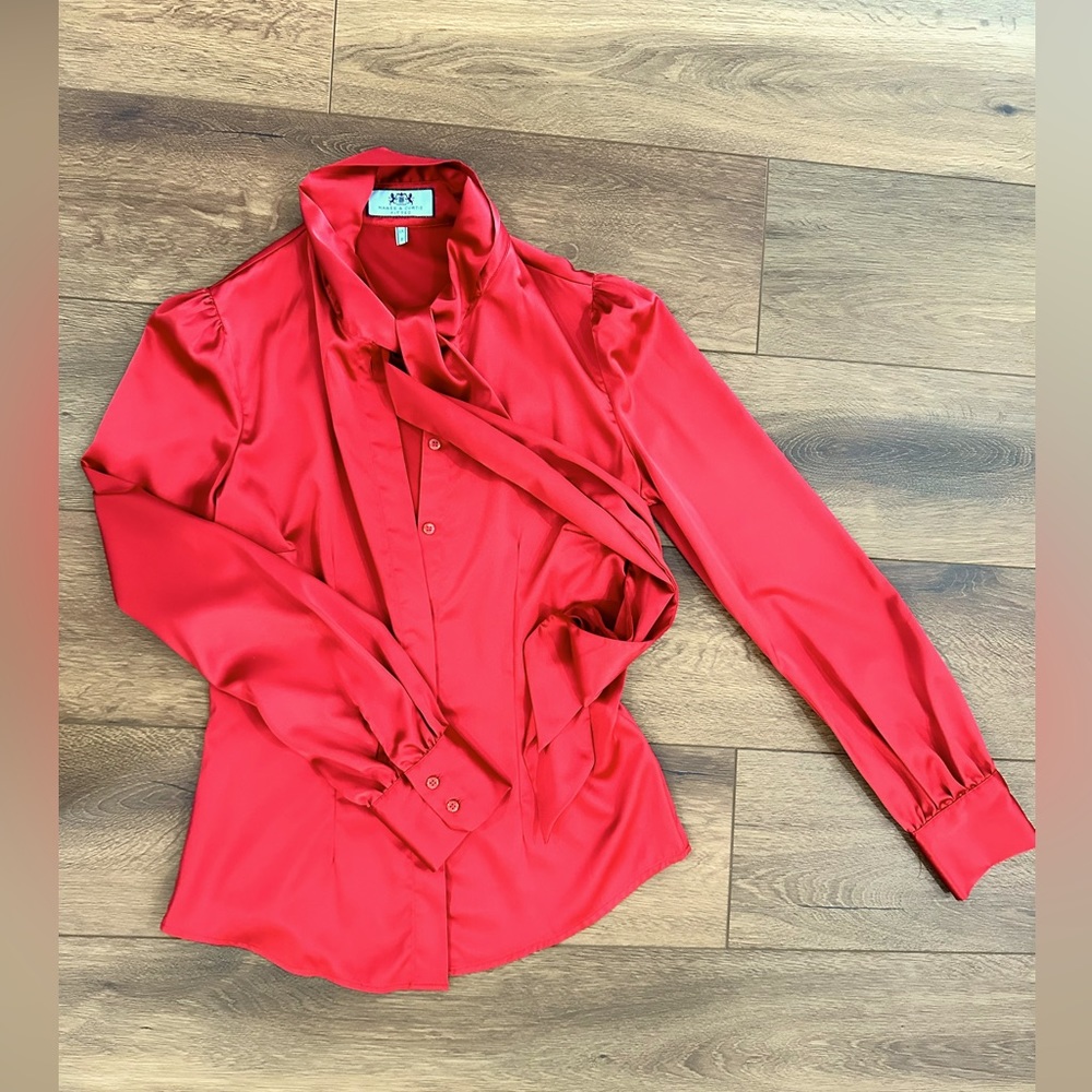 100%silk blouse in classic red color